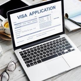 visa, application, laptop